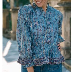 Clara the Label/Victoria Dunn Maple Blouse in Garnet Petals